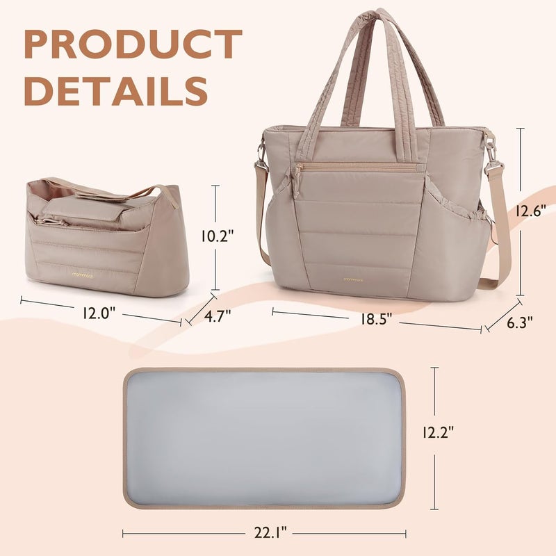 MOMMORE Diaper Bag Tote with Stroller Organizer Puffer Bag Large Capacity Baby Bag with Changing Pad for Travel, Hospital - Image 5